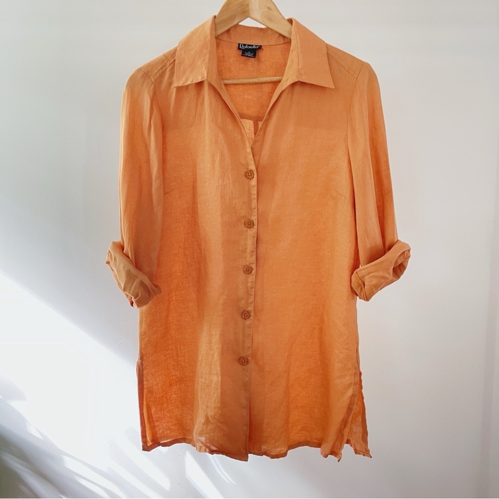 Rafaella Orange 100% Linen Shirt size 10